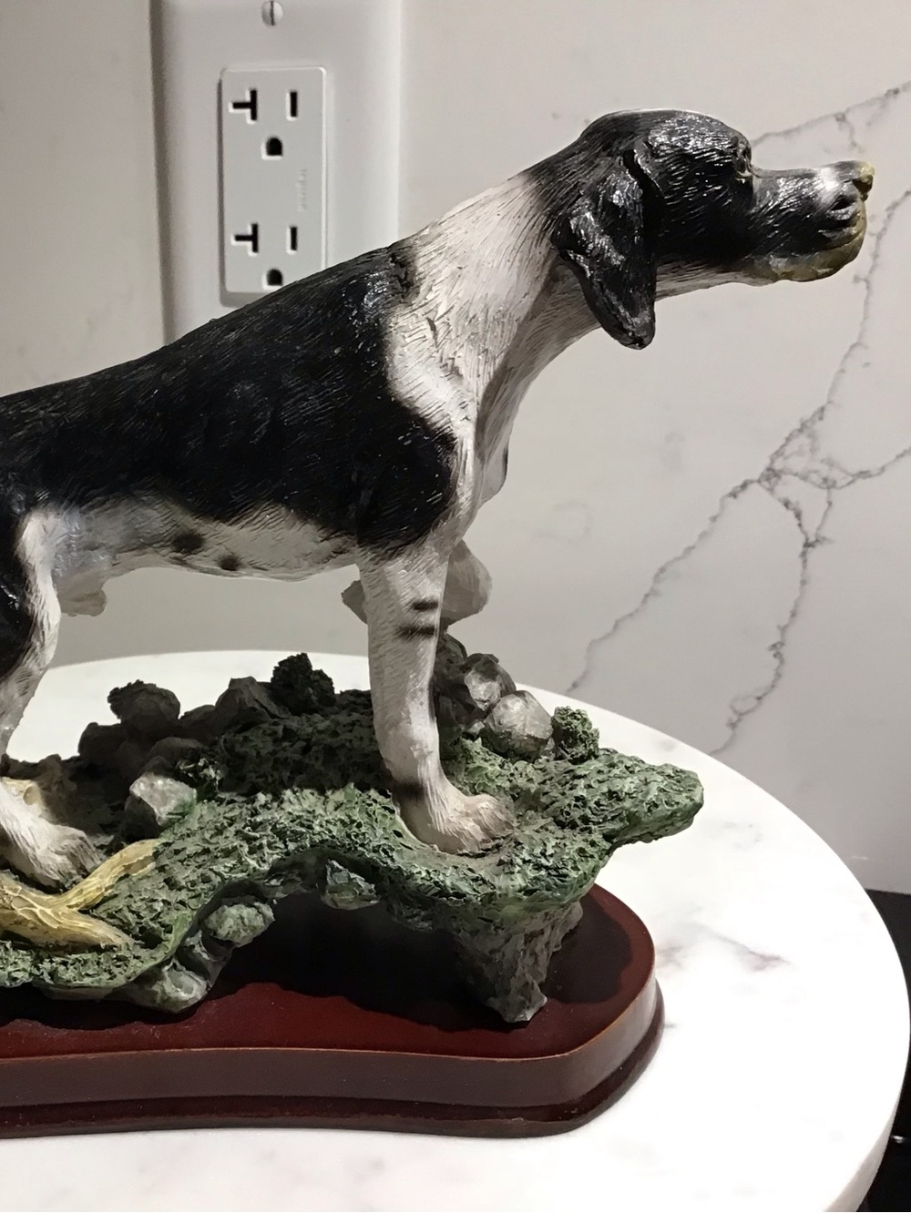 Black and White Hunting Dog Figurine